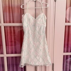 KatieJ NYC Etta Sequin Lattice Bow Dress - size medium